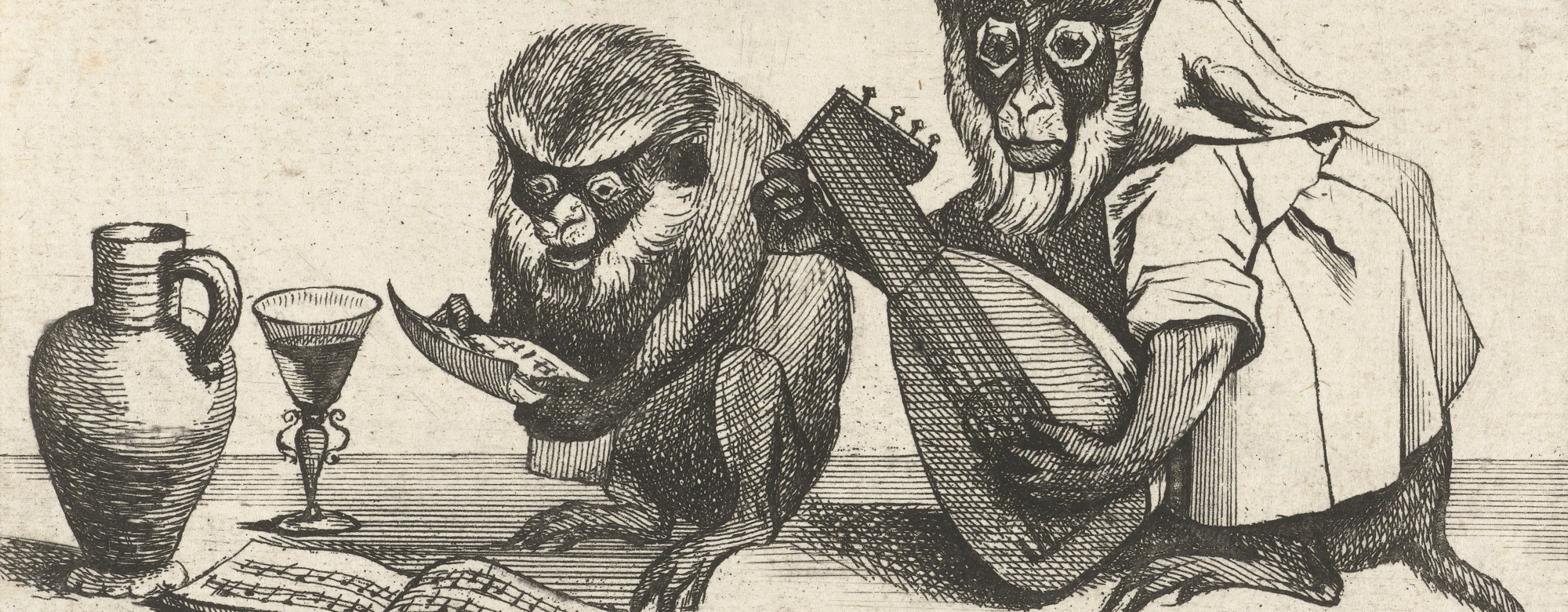 Twee apen maken muziek