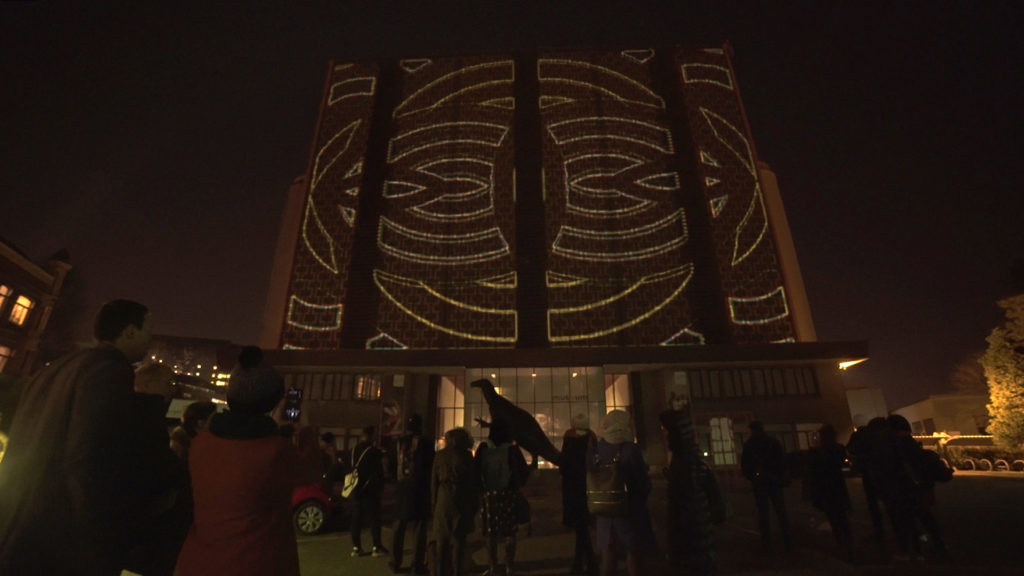 Projection by Makio&Floz on the facade of the Museum of natural sciences