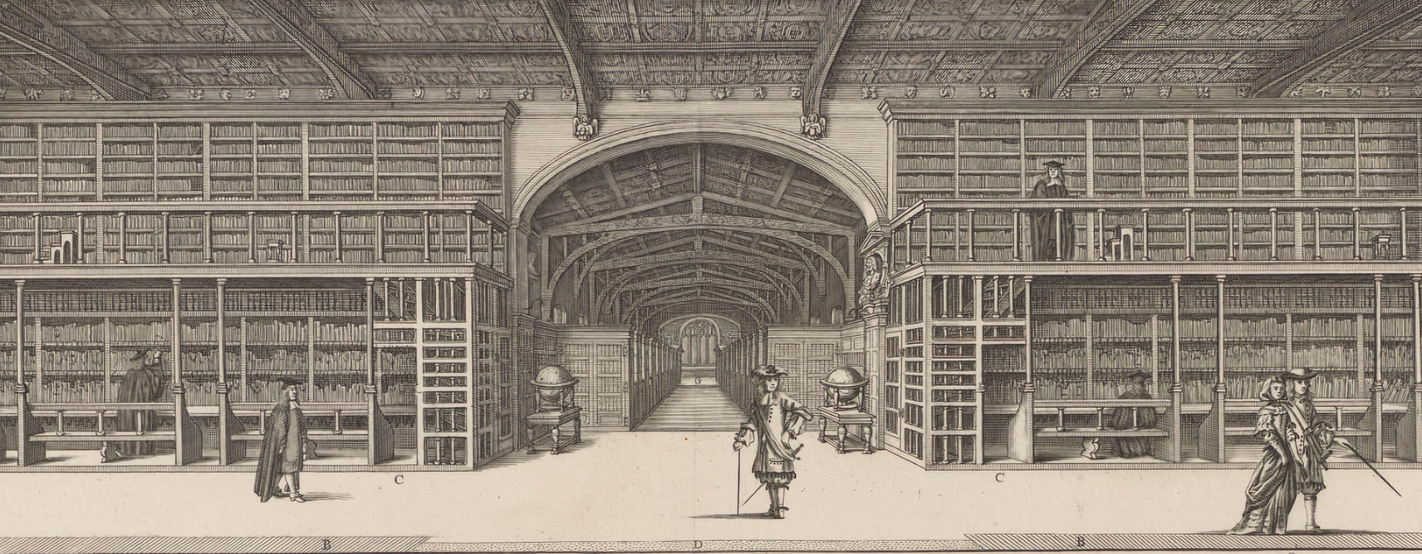 Print of The Inside of the Public or Bodleian Library in Oxford from the East