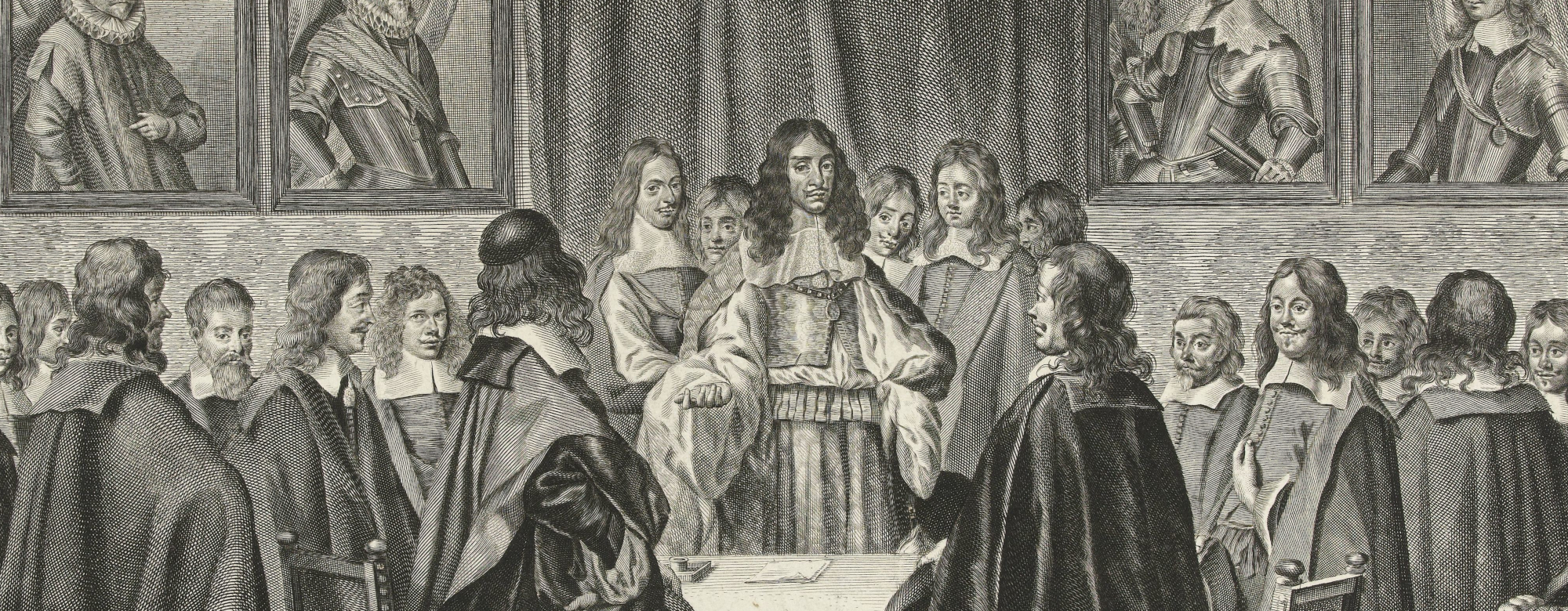 King Charles II of England addresses members of the Estates General, 1660, Theodor Matham, after Jacob Toorenvliet, 1660
